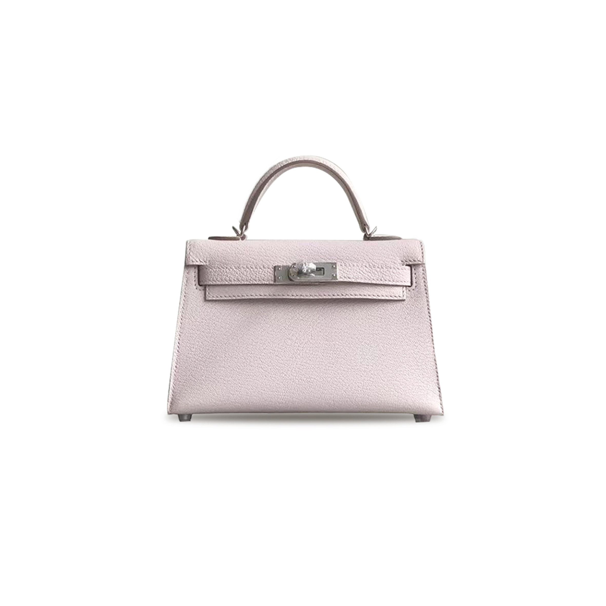 H**mes mini kelly ii sellier mauve pale chevre palladium hardware (19*12*5.5cm)